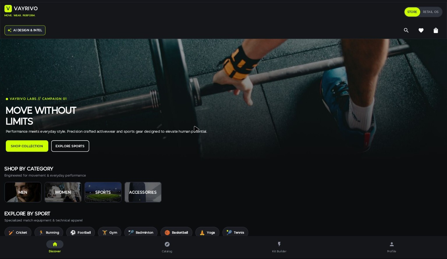 Vayrivo storefront — presentation top page