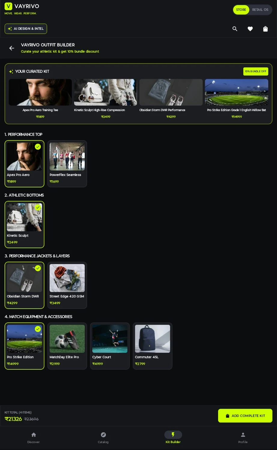 Vayrivo outfit builder