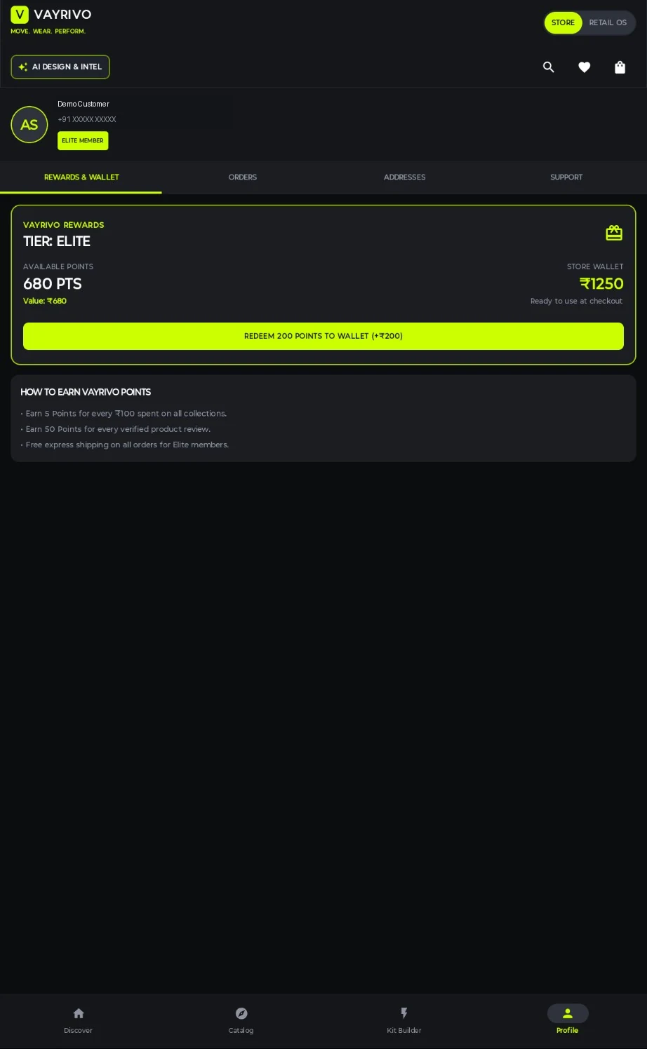 Vayrivo rewards profile